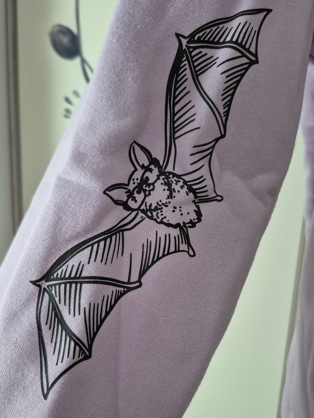Lavender Graphic Hoodie Sweatshirt - Bat Crazy Print - Picture 2 of 4